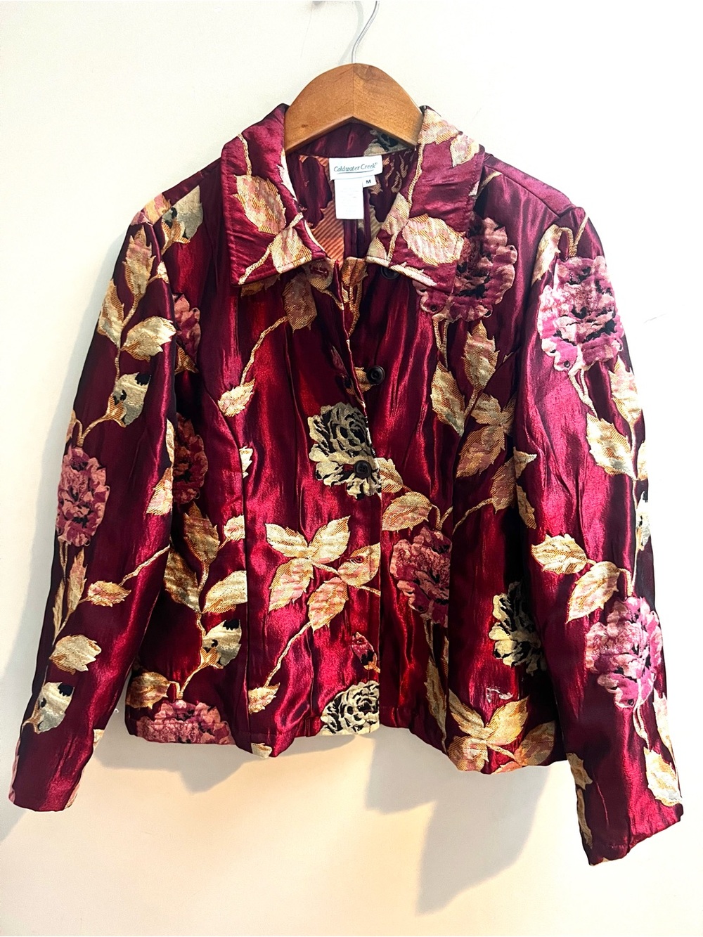 Coldwater Creek Wine Floral tapestry Brocade Jacket